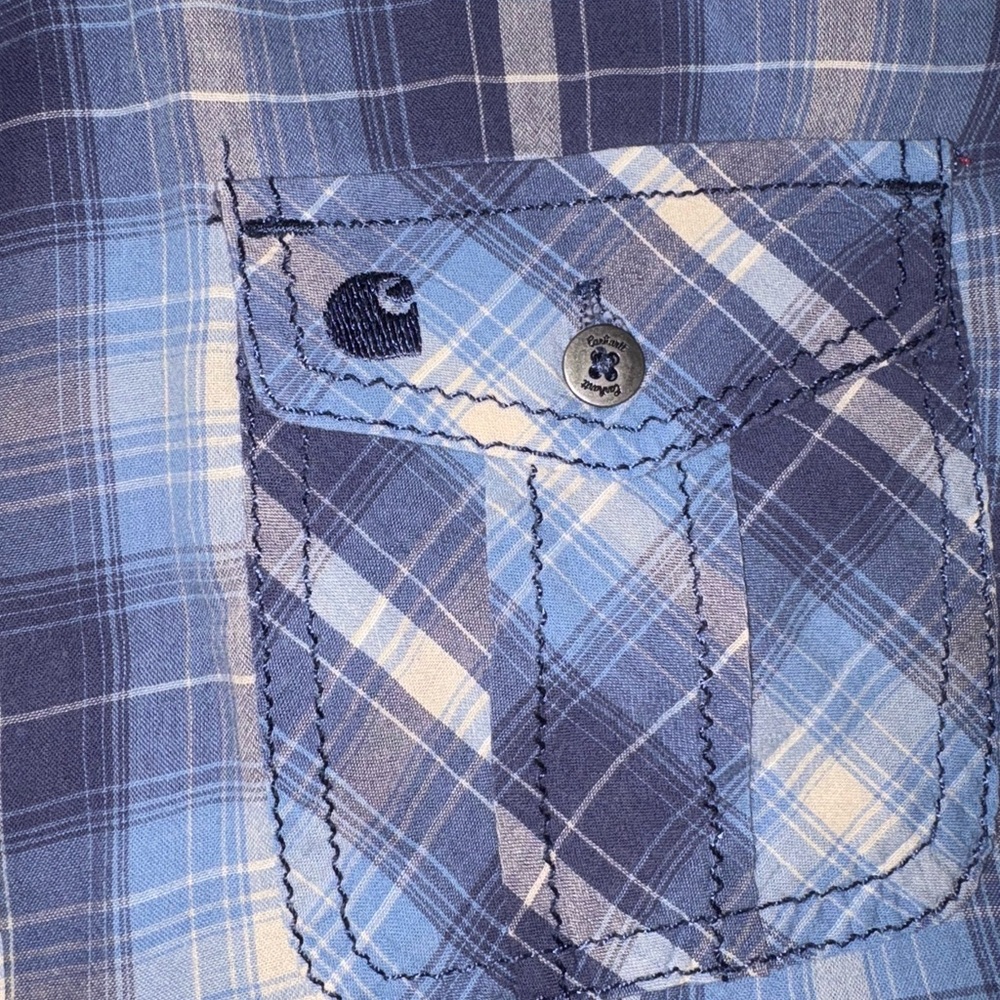 Carhartt Blue and White Plaid Women’s Shirt - Picture 3 of 10